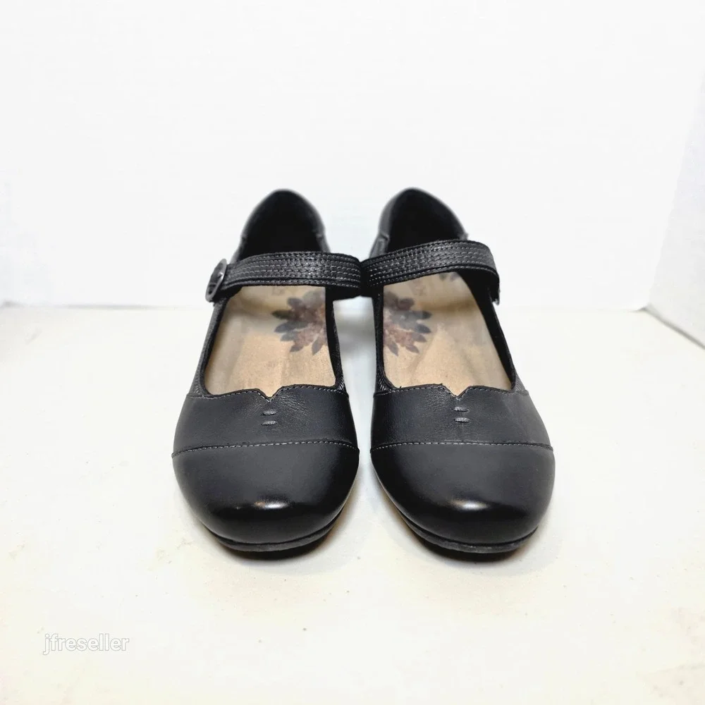 Taos Virtue Black Leather Mary Jane Pumps Womens 9 Shoes VIR-13336A EU 40 Strap